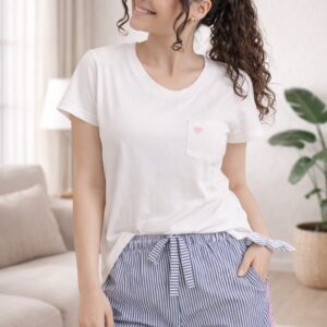 Hortência – Pijama Listrado com Laço